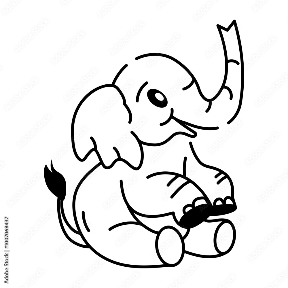 Obraz premium Doodle style icon of baby pachyderm 