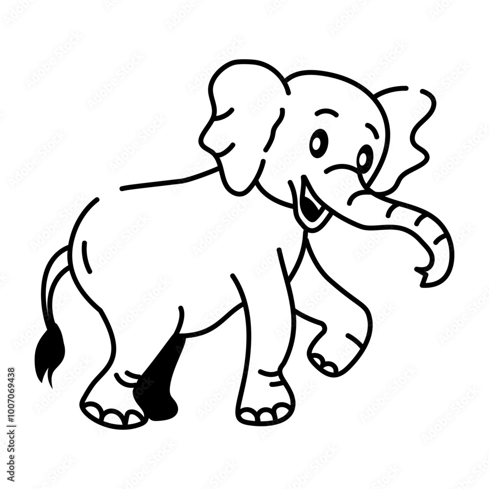 Hand drawn icon of elephant running Hand drawn icon of elephant running