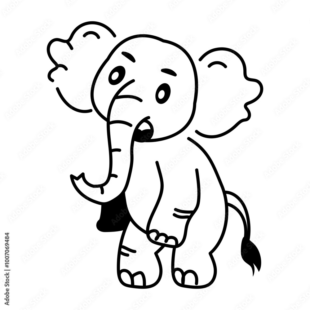 Doodle style icon of angry elephant Doodle style icon of angry elephant