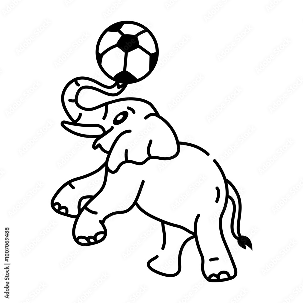 Hand drawn icon of elephant performance Hand drawn icon of elephant performance