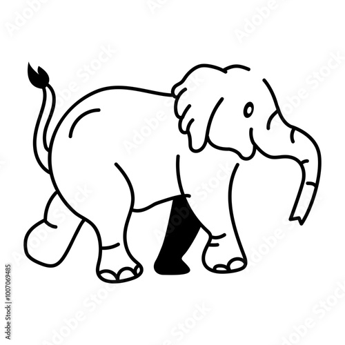 Doodle style icon of lovely elephant 