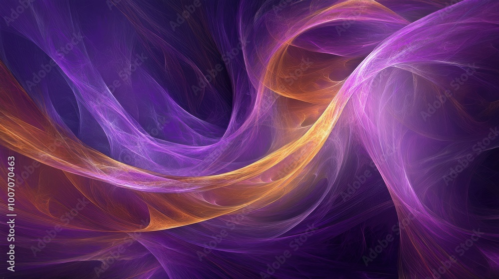 Obraz premium Vibrant Purple Abstract Waves. Modern Fractal Design with Elegant Flowing Lines