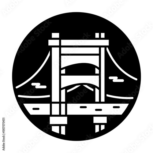 A glyph style icon of golden bridge 