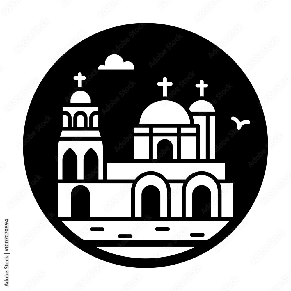 Dome church icon in solid style Dome church icon in solid style