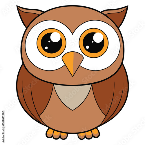 A Cute Owl With Big Eyes Vector Illustration