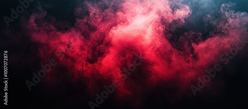 Abstract red and blue smoke background, dramatic smoky cloud texture, steam on black.