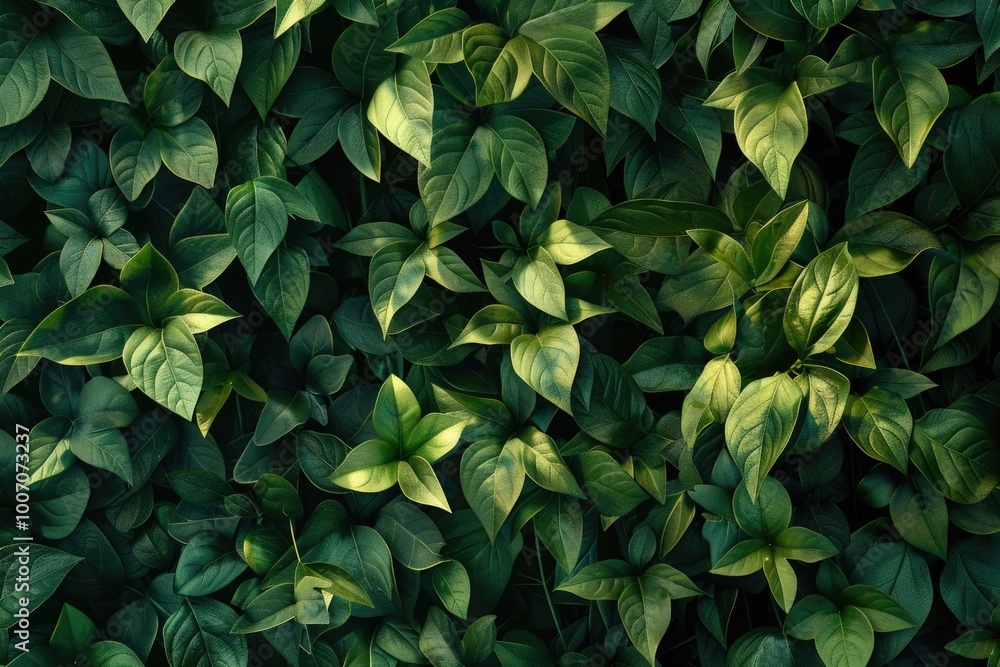 A detailed view of a cluster of green leaves A detailed view of a cluster of green leaves