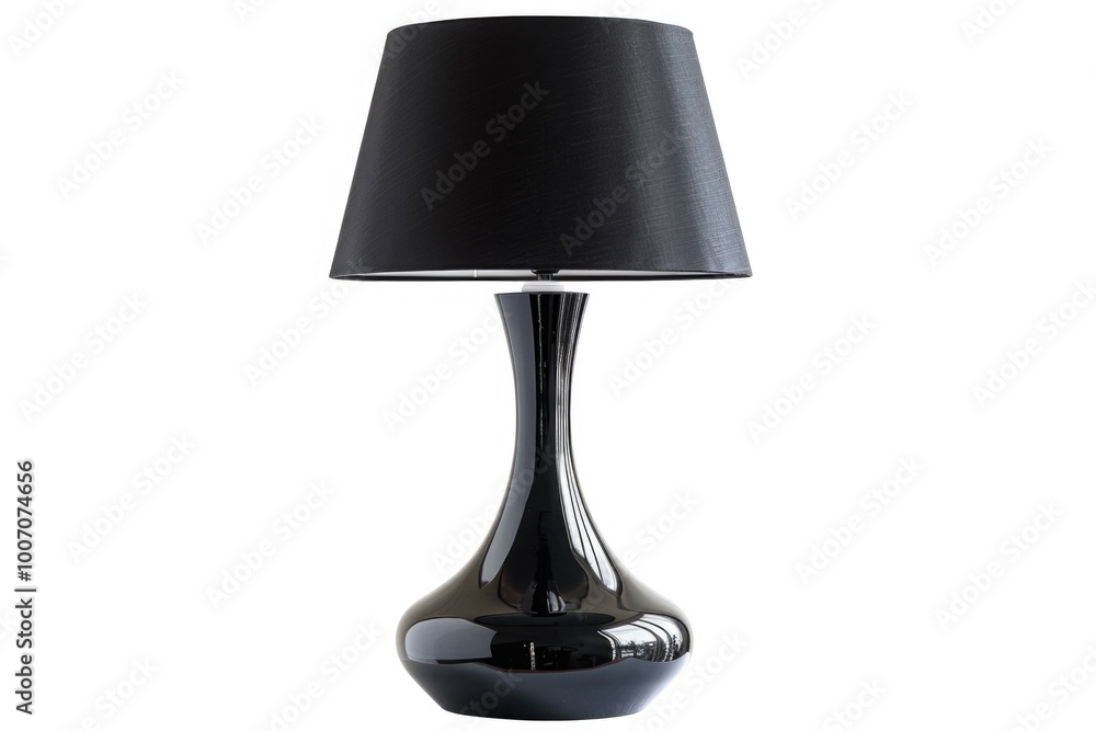 A simple black table lamp with a black shade A simple black table lamp with a black shade