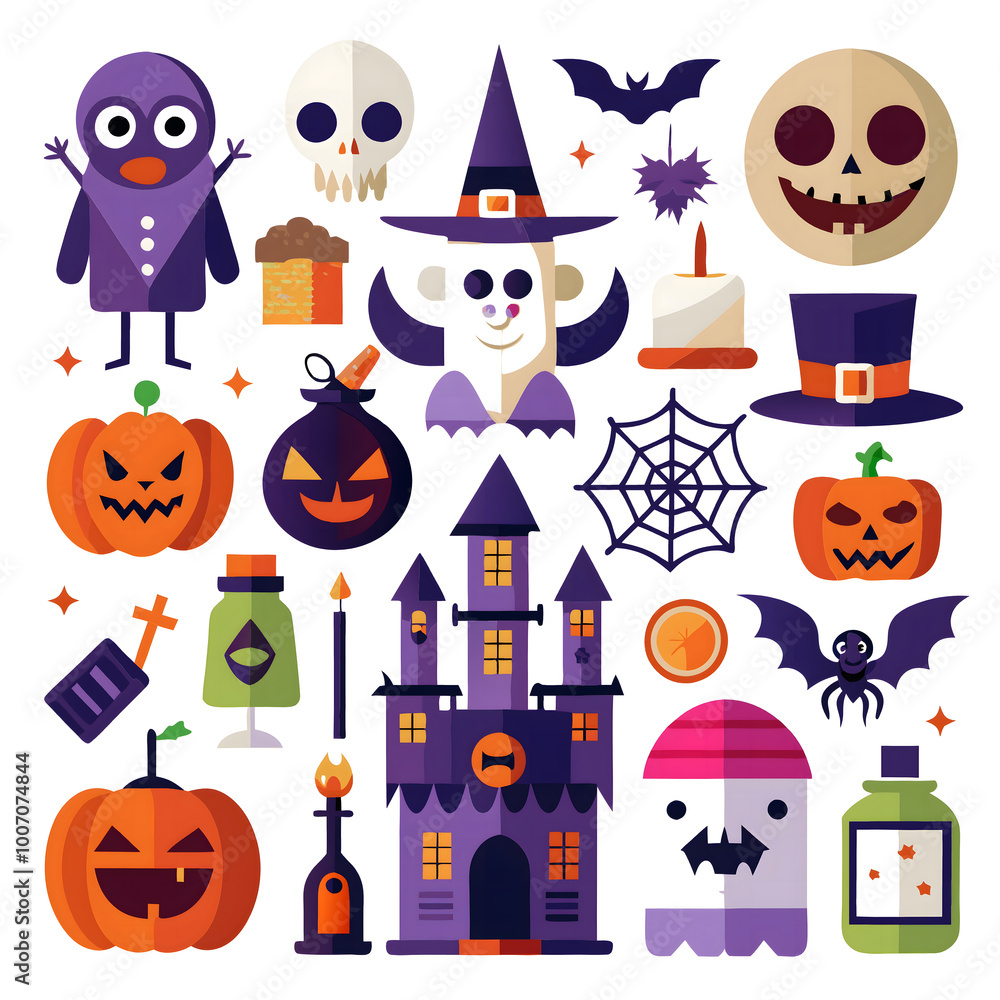 Halloween element collection on white background Halloween element collection on white background