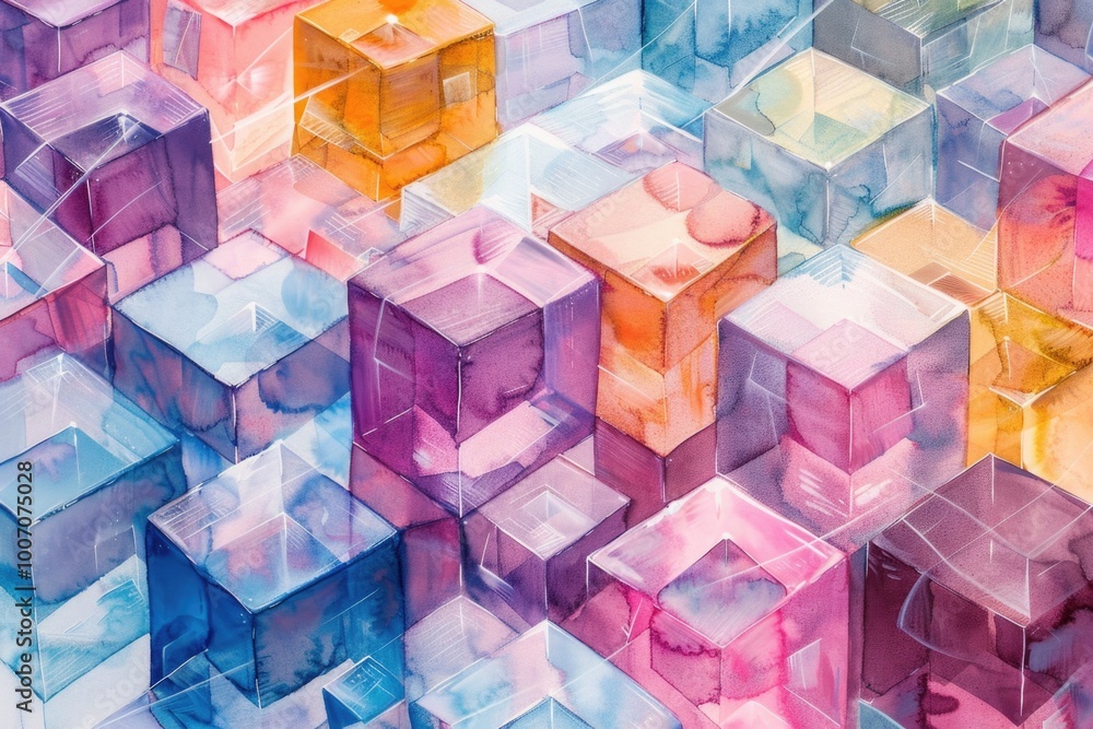A vibrant collection of geometric shapes, ideal for use in designs related to creativity, art, or architecture A vibrant collection of geometric shapes, ideal for use in designs related to creativity, art, or architecture