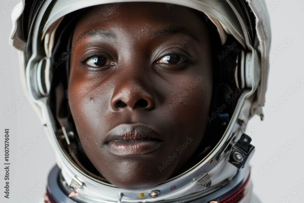 Close-up of a person wearing a helmet with a clear view of the face and headgear Close-up of a person wearing a helmet with a clear view of the face and headgear