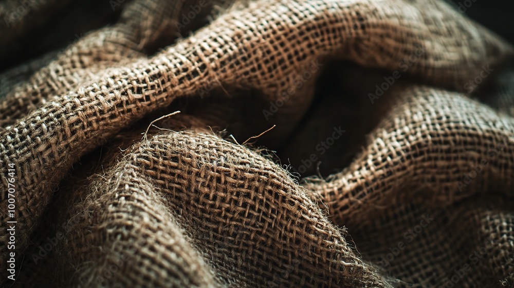 Textured Burlap Fabric Close-Up Textured Burlap Fabric Close-Up