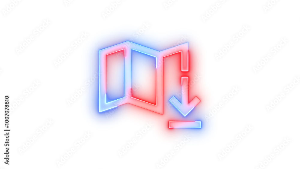 Glowing symbol icon, Neon icon download map symbol blue red color transparent background Glowing symbol icon, Neon icon download map symbol blue red color transparent background