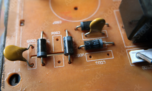 Obraz na plátně Close up of diodes for voltage regulator of a electronic device.