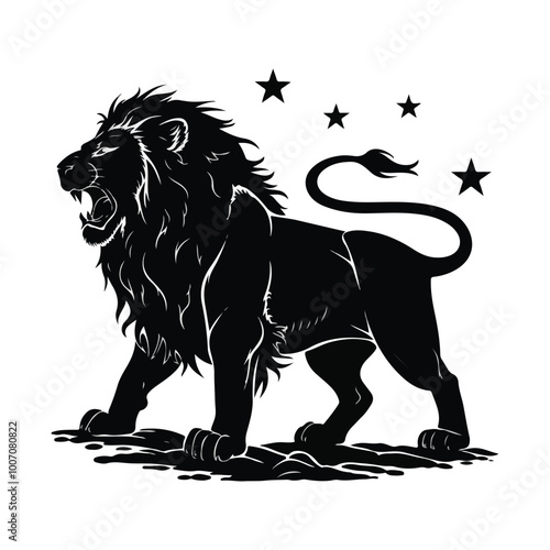 lion silhouette , isolated vector image of African carnivore , head lion line art logo photo