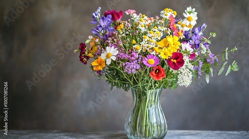 Wallpaper Mural Colorful Bouquet of Wildflowers in Glass Vase Torontodigital.ca
