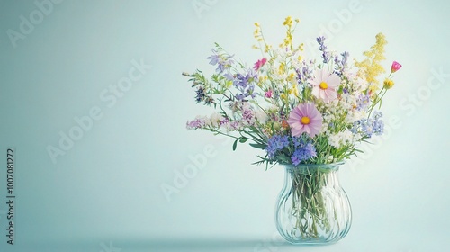 Wallpaper Mural Vibrant Wildflower Bouquet in Glass Vase Torontodigital.ca