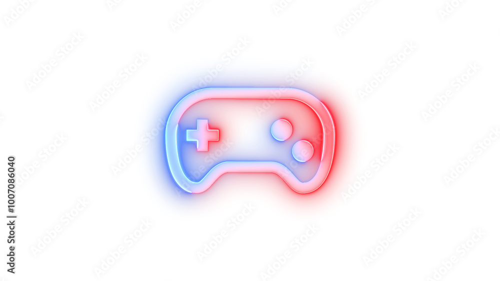 Fototapeta premium Glowing symbol icon, Neon icon game control symbol blue red color transparent background