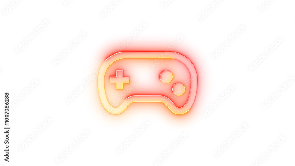 Fototapeta premium Glowing symbol icon, Neon icon game control symbol blue red color transparent background