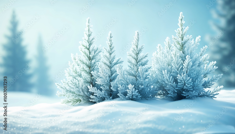 Naklejka premium snow covered pine trees