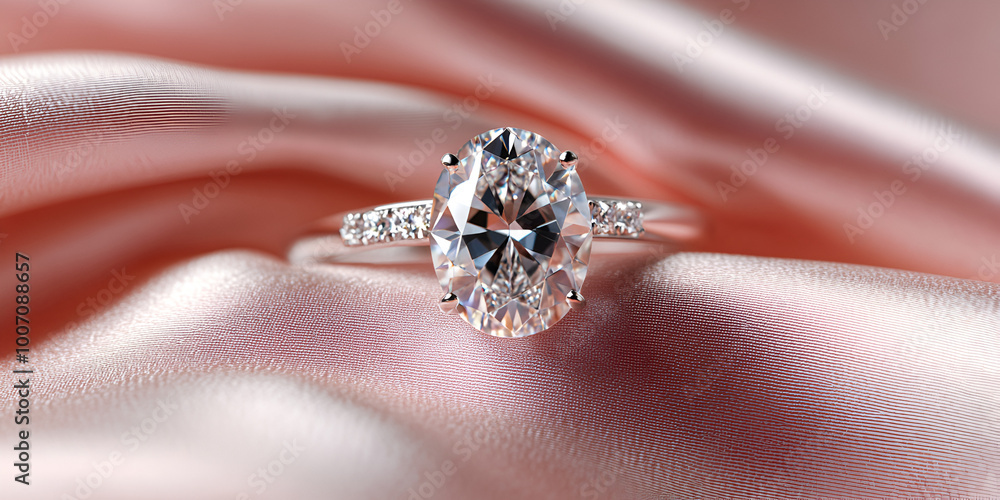 Obraz premium Elegant Engagement Ring on Soft Silk Fabric