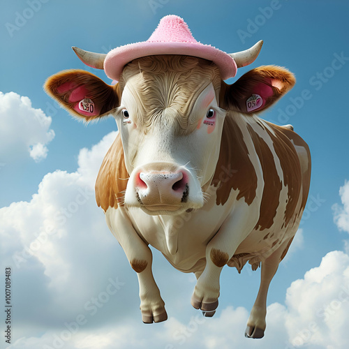 floating cow with pink hat 3 photo