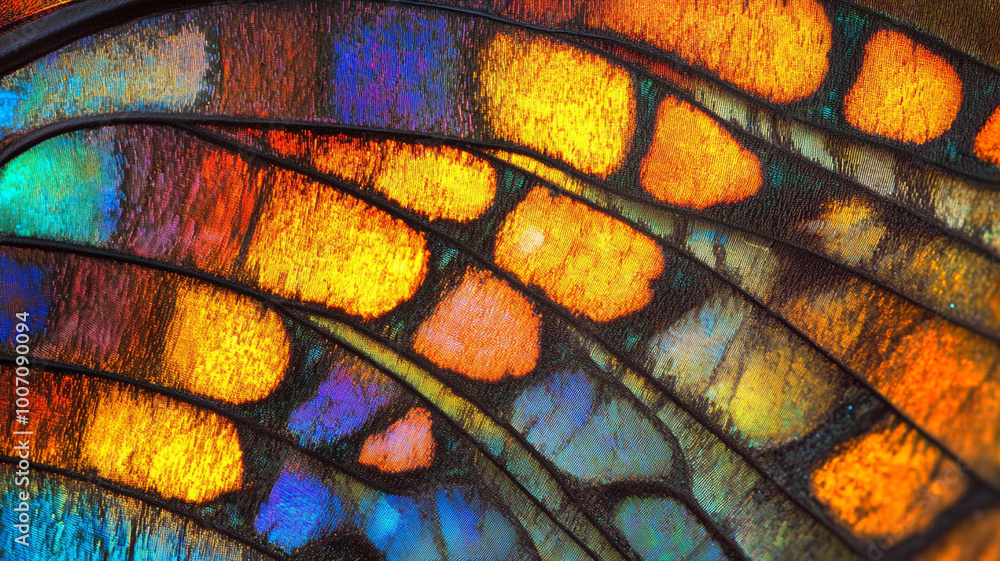 vibrant close up of butterfly wing showcases intricate patterns and vivid colors, highlighting beauty of natures design. iridescent scales create stunning visual effect vibrant close up of butterfly wing showcases intricate patterns and vivid colors, highlighting beauty of natures design. iridescent scales create stunning visual effect