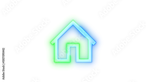 Glowing symbol icon, Neon icon home symbol transparent background