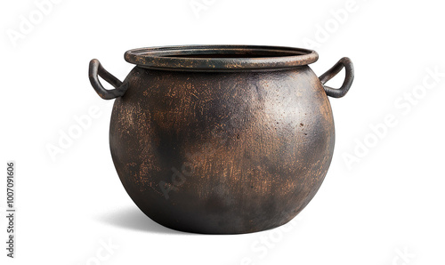 antique cast iron cauldron on a transparent background photo