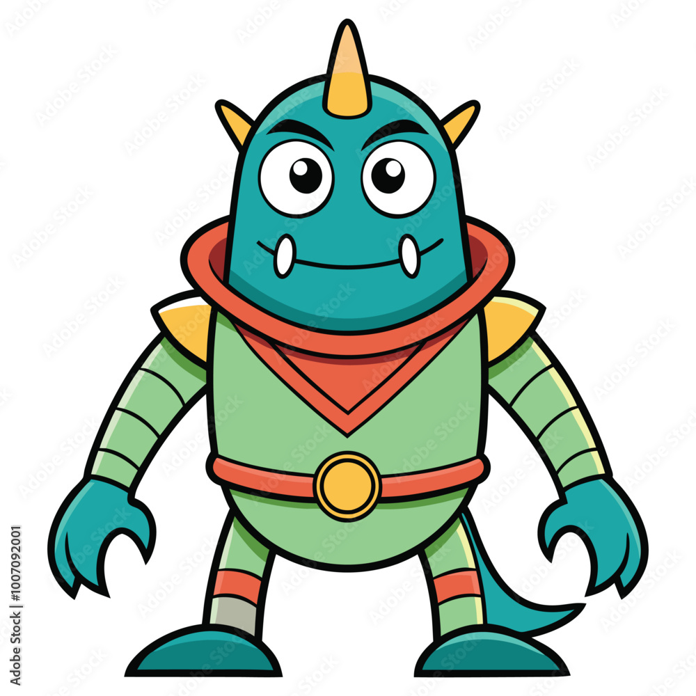 Cute cartoon monster on white background. Happy Alien. Cute cartoon monster on white background. Happy Alien.