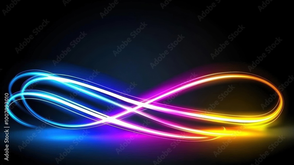 Vibrant Light Trails on Dark Background