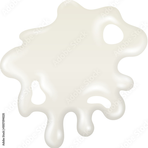 Realistic yogurt splash. Milk drop stain. Dairy texture
