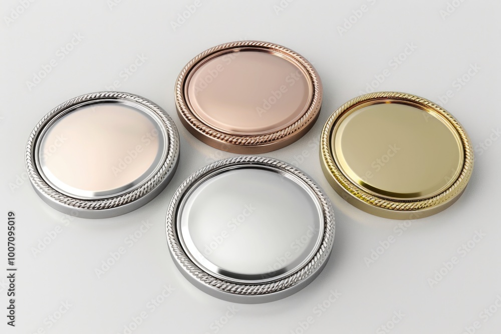 A collection of three round mirrors placed on a table, ideal for use in interior design or still life photography A collection of three round mirrors placed on a table, ideal for use in interior design or still life photography