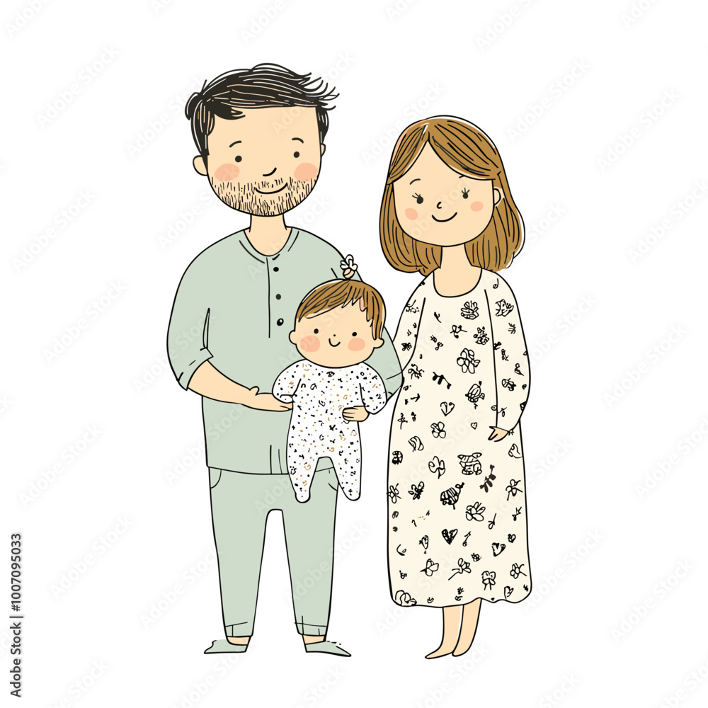 vector flat style parents hugging children on white background .Generative AI vector flat style parents hugging children on white background .Generative AI