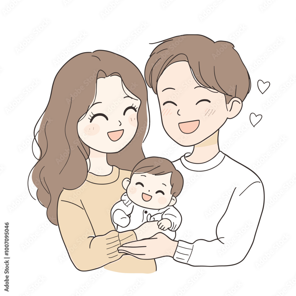vector flat style parents hugging children on white background .Generative AI vector flat style parents hugging children on white background .Generative AI