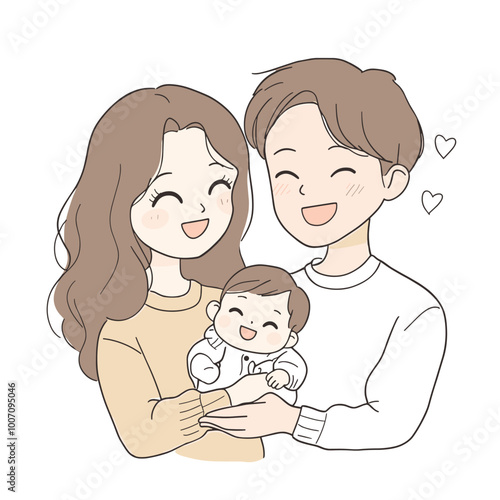 vector flat style parents hugging children on white background .Generative AI