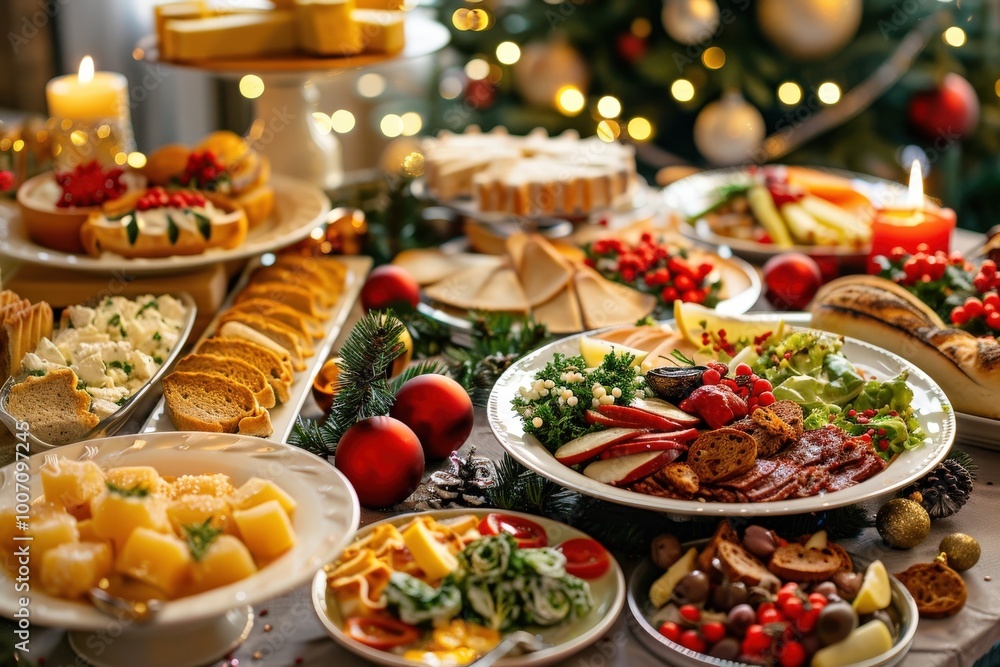 A table is set with a variety of food and drinks, generative ai image A table is set with a variety of food and drinks, generative ai image