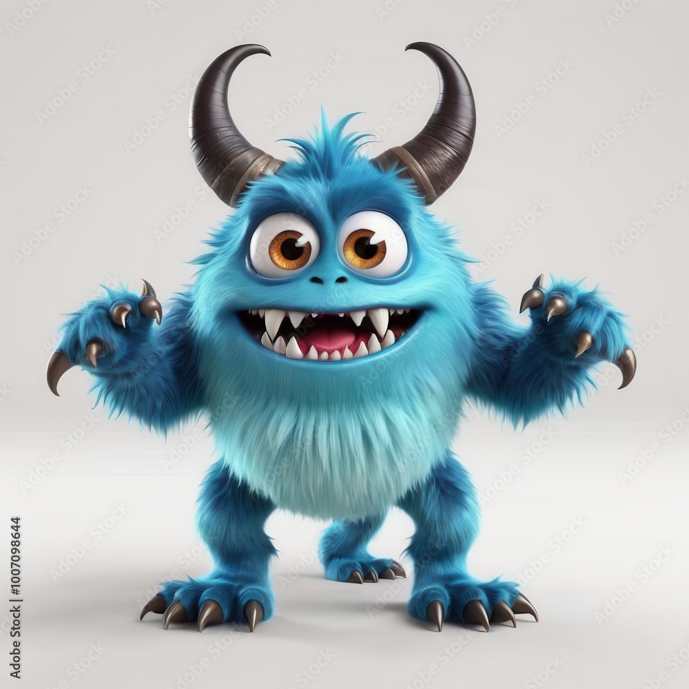 A playful blue monster with horns and sharp teeth, embodying a friendly yet mischievous character. A playful blue monster with horns and sharp teeth, embodying a friendly yet mischievous character.