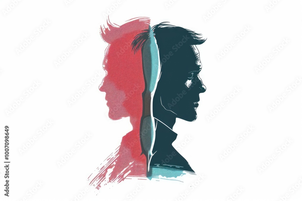 Fototapeta premium A couple standing together, silhouetted against a beautiful sunset
