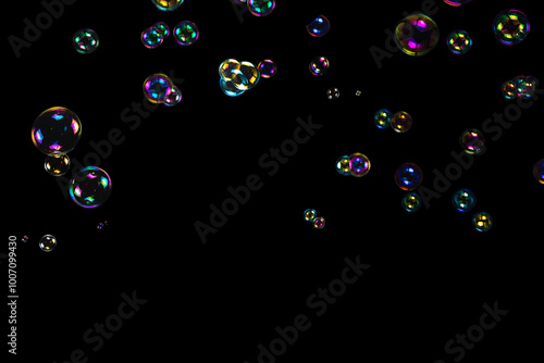Soap bubbles isolated on a black background