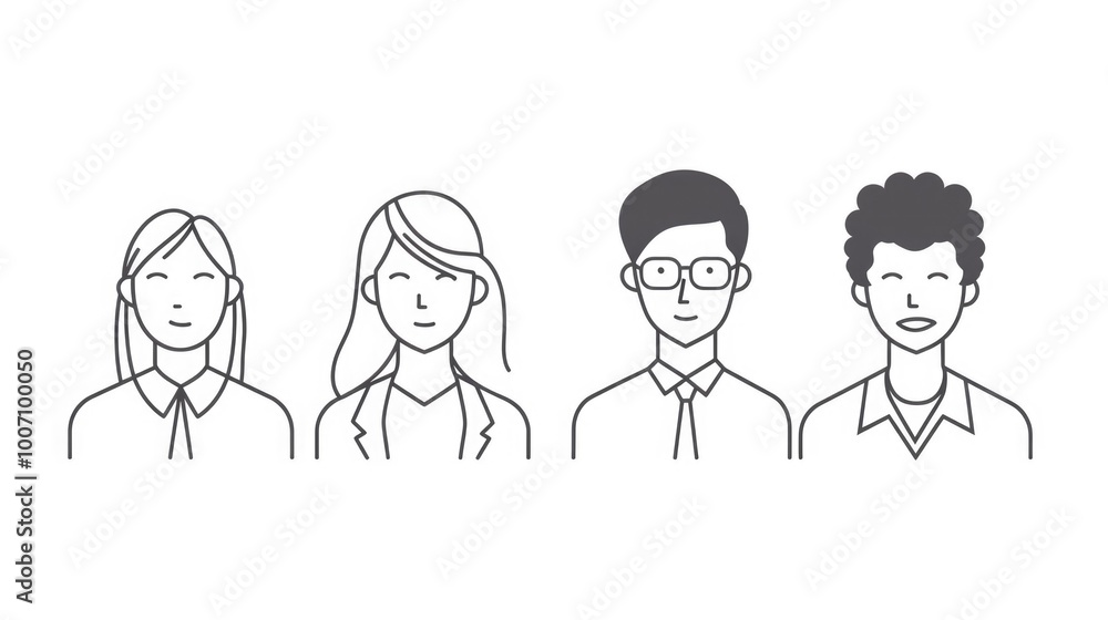 A simple line drawing of a diverse group of individuals A simple line drawing of a diverse group of individuals