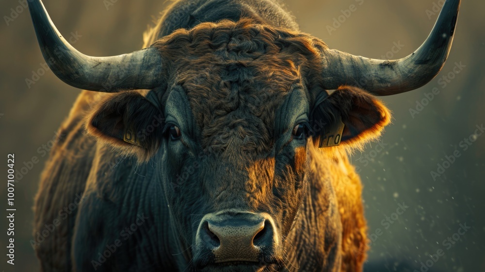A close-up shot of a cow with large horns, suitable for use in agricultural or farm-themed designs A close-up shot of a cow with large horns, suitable for use in agricultural or farm-themed designs