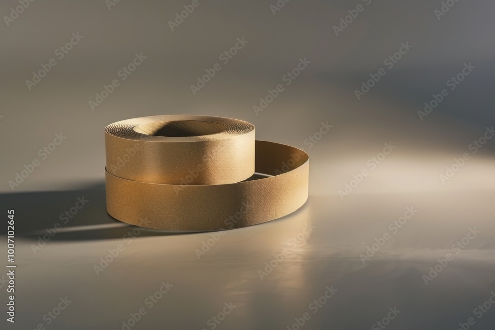 A roll of tape sits on a table, waiting for use A roll of tape sits on a table, waiting for use