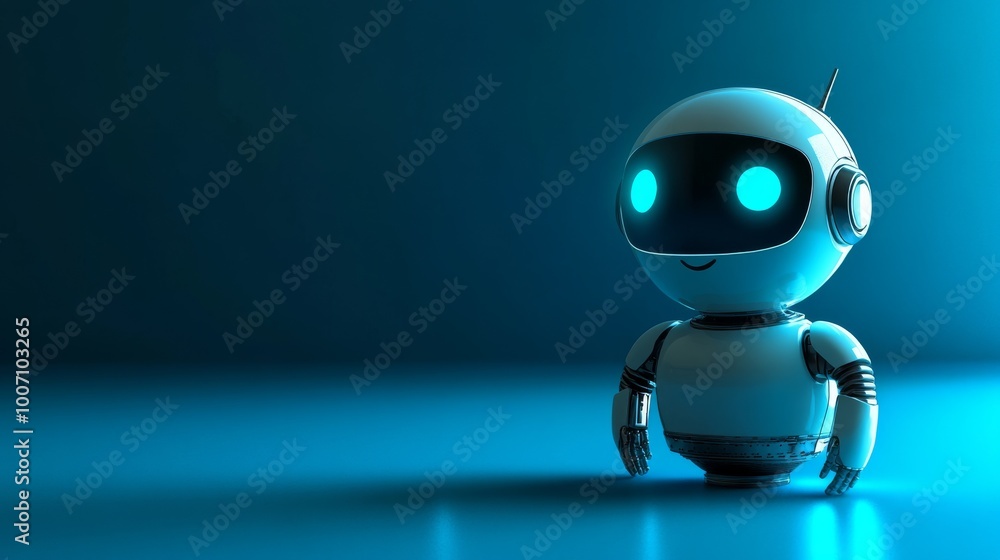 A helpful AI assistant, represented by a chat bot on a blue background. A helpful AI assistant, represented by a chat bot on a blue background.