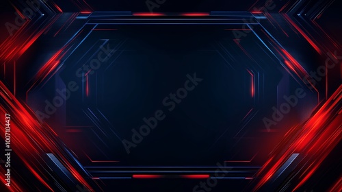 A background for an esports tournament featuring dark blue and red tones with geometric shapes neon light