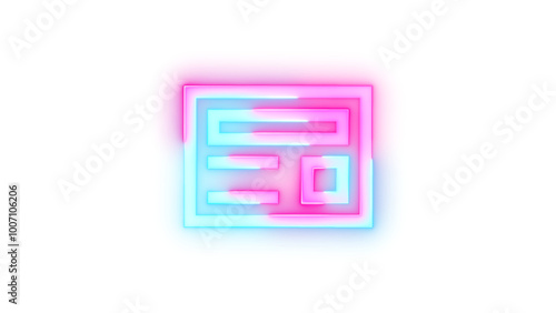 Neon glowing symbol icon, Neon icon preview link symbol transparent background