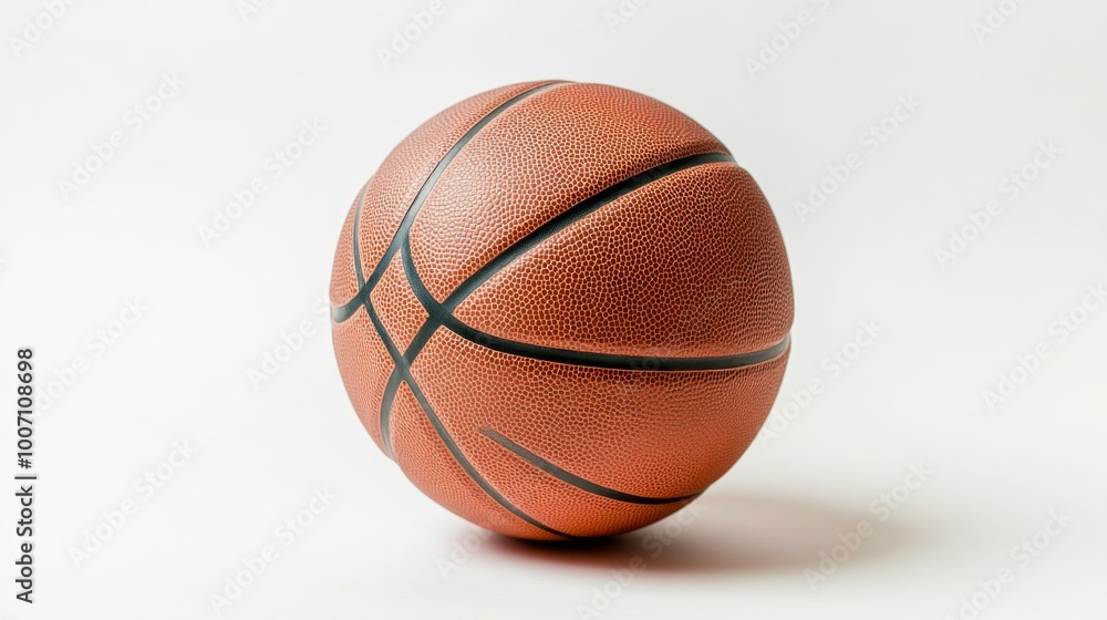 A small basketball, all by itself against a plain white background. A small basketball, all by itself against a plain white background.