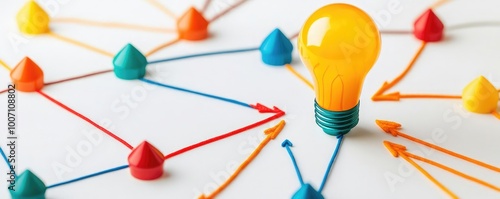 A mind map with various ideas connected by lines and arrows, symbolizing brainstorming and the generation of new concepts
