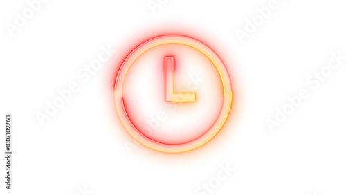 Neon icon recent symbol broown red color transparent background photo