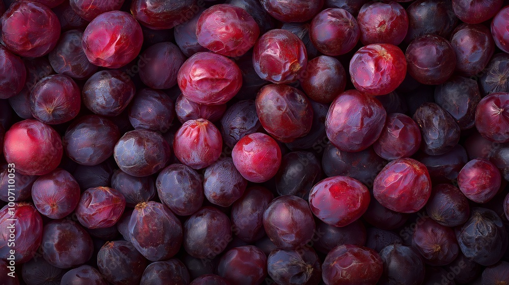 Fototapeta premium top view close up dried red grape, raisin making 